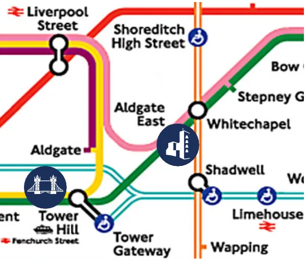 Lagekarte des Wynfrid House in London Whitechapel